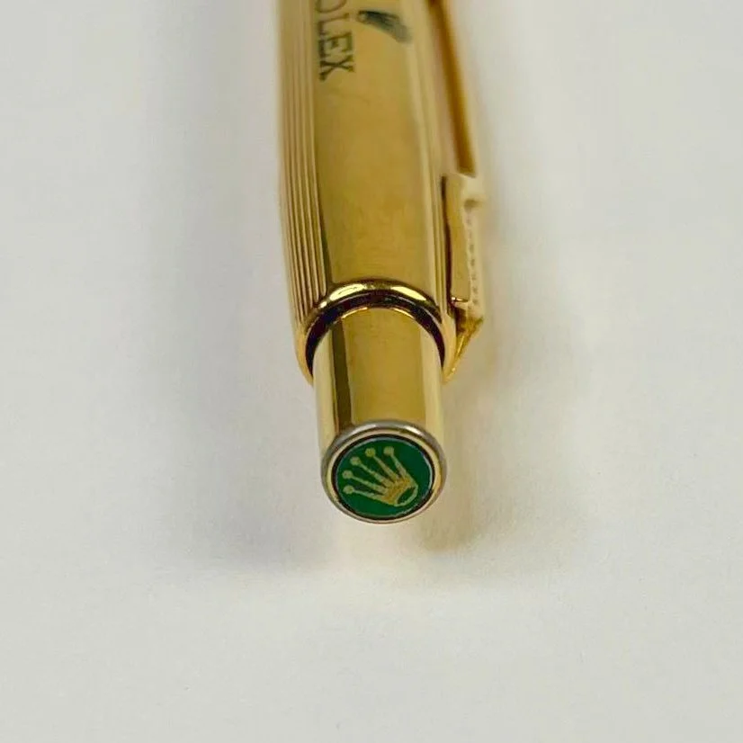 Vintage Rolex Gold-Tone Ballpoint Pen – Engraved Logo & Green